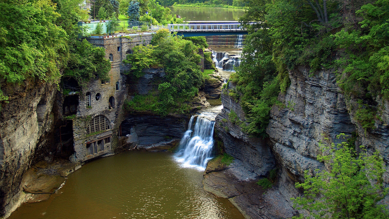 Обои природа, гидроресурсы, водопад, природный заповедник, водоем в разрешении 1366x768