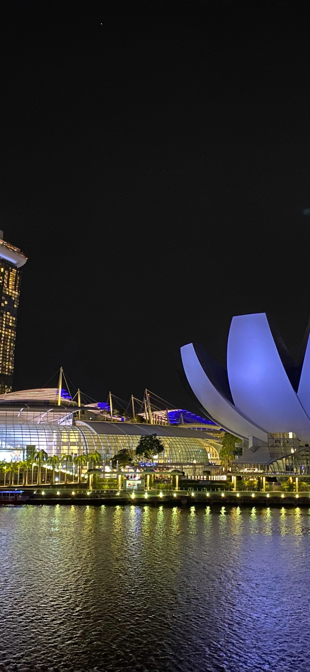 Обои отражение, Ангкор ВАТ, вода, ночь, город в разрешении 1242x2688