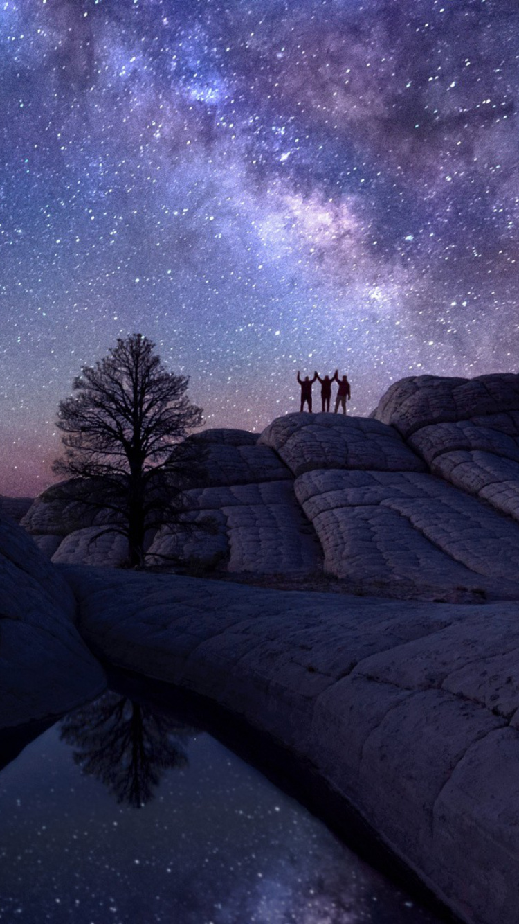 Обои Млечный Путь, природа, природный ландшафт, атмосфера, звезда в разрешении 750x1334