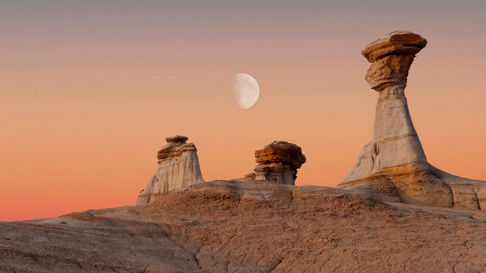 Обои бесплодные земли, Бисти Бэдлэндс, Бисти-Де-На-Зин Пустыне, Дьявольская тропа в саду, атмосфера в разрешении 1920x1080