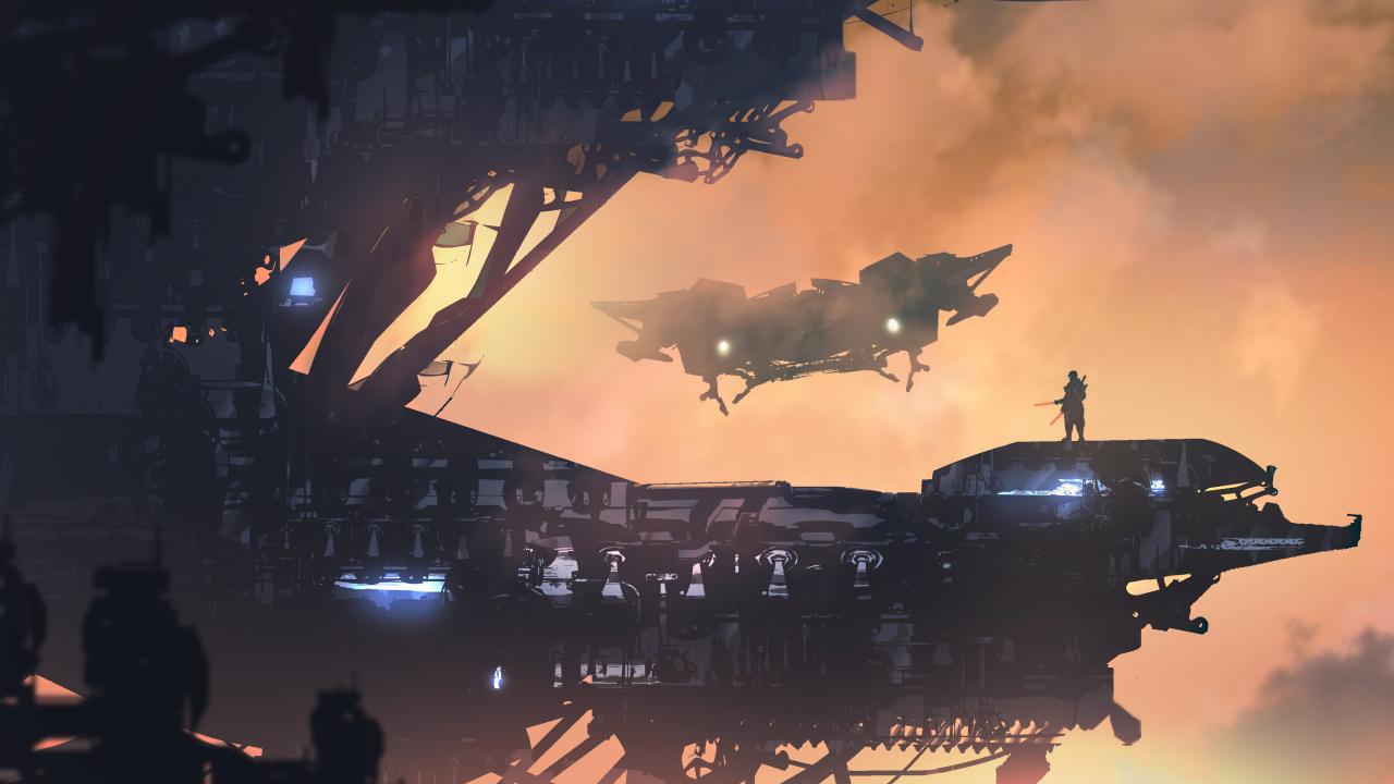 Обои облако, футуризм, взрыв, город, атмосфера в разрешении 1280x720