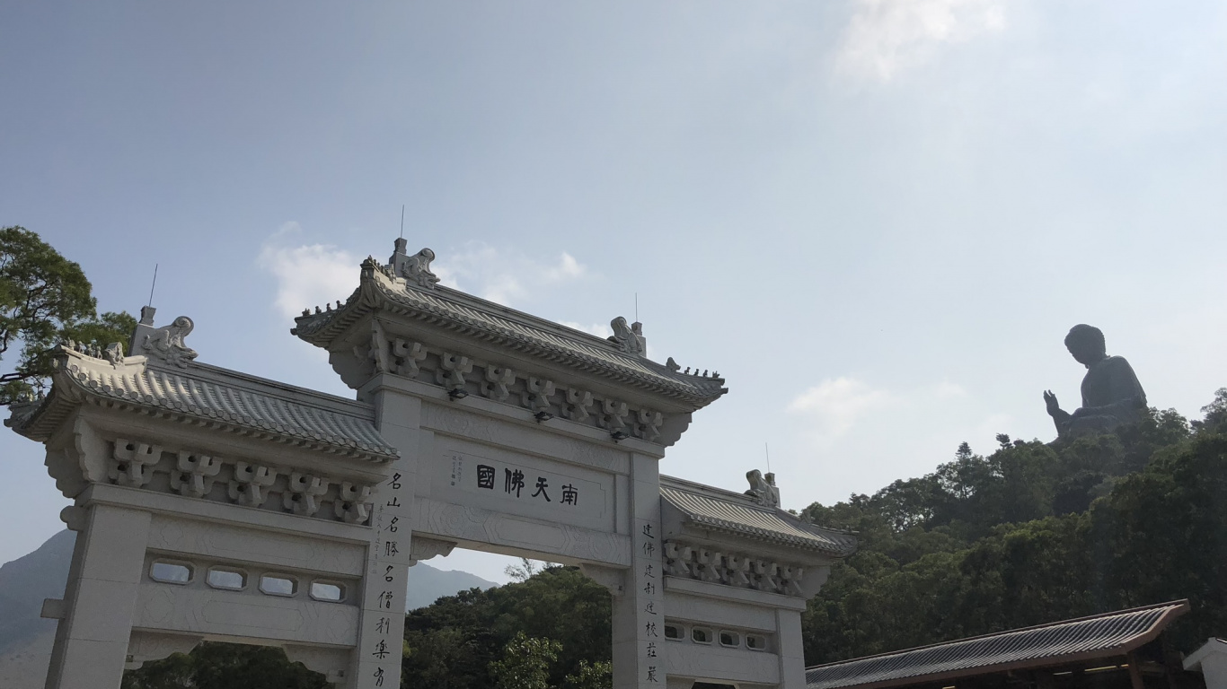 Обои ориентир, po lin monastery, Тиан Тан Будда, нгонг пинг 360, достопримечательность в разрешении 1366x768