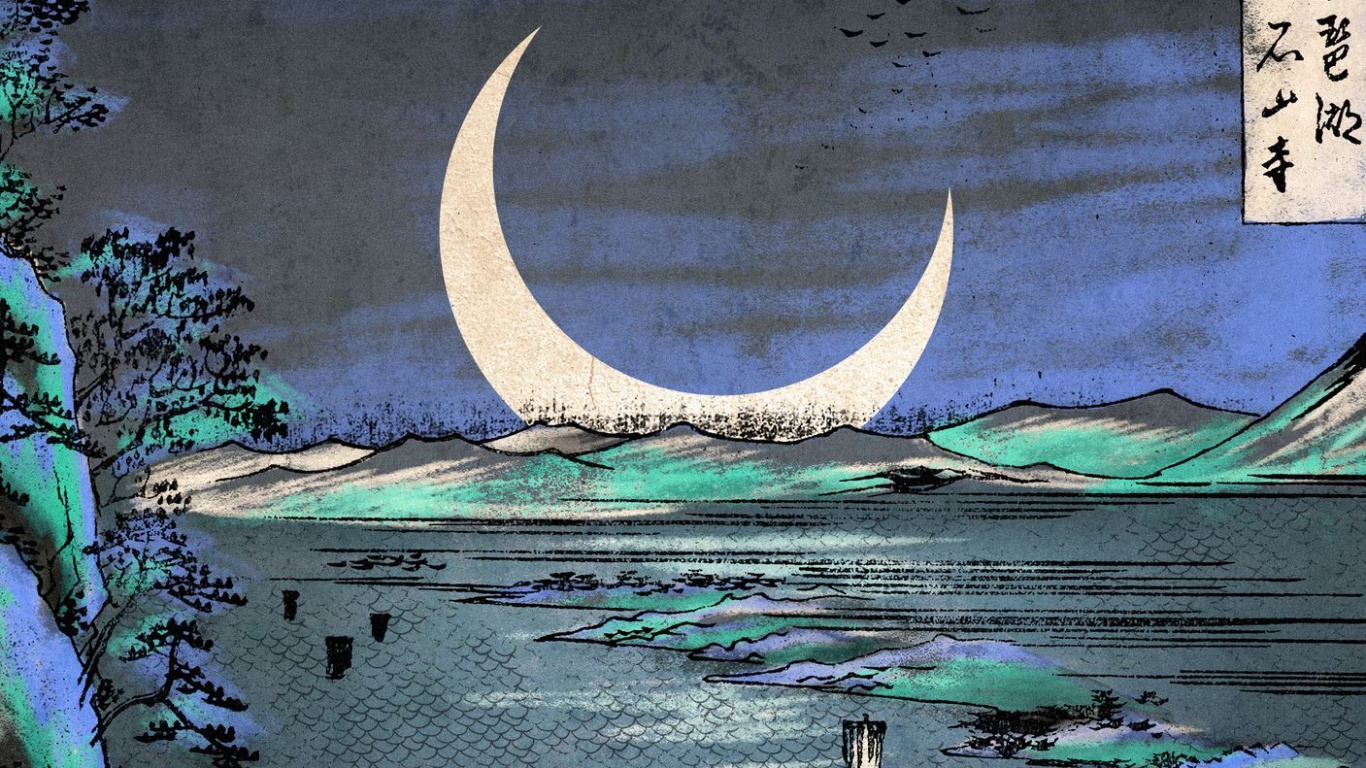 Обои планшет, атмосфера, полумесяц, мир, луна в разрешении 1366x768