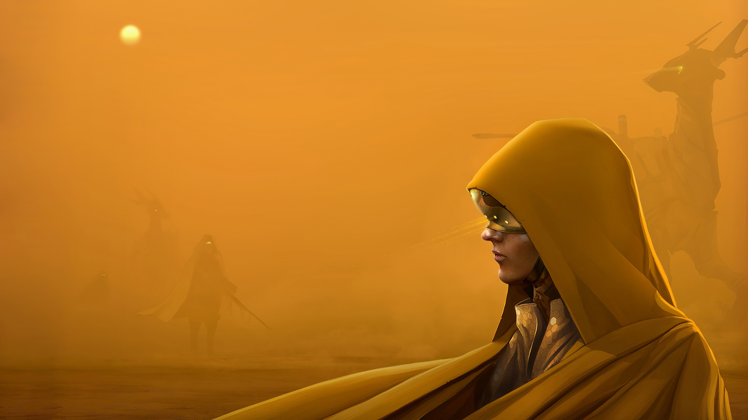 Обои буря, небо, желтый, пейзаж, утро в разрешении 2560x1440