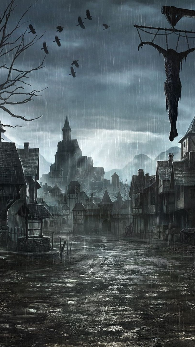 Обои темнота, атмосфера, аллея, улица, метрополия в разрешении 750x1334