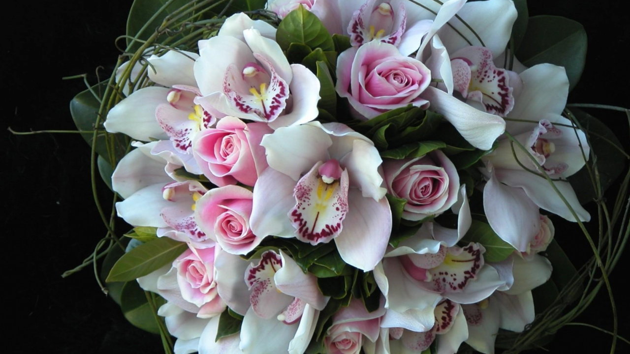 Обои цветочный букет, флористики, флористика, растение, розовый в разрешении 1280x720