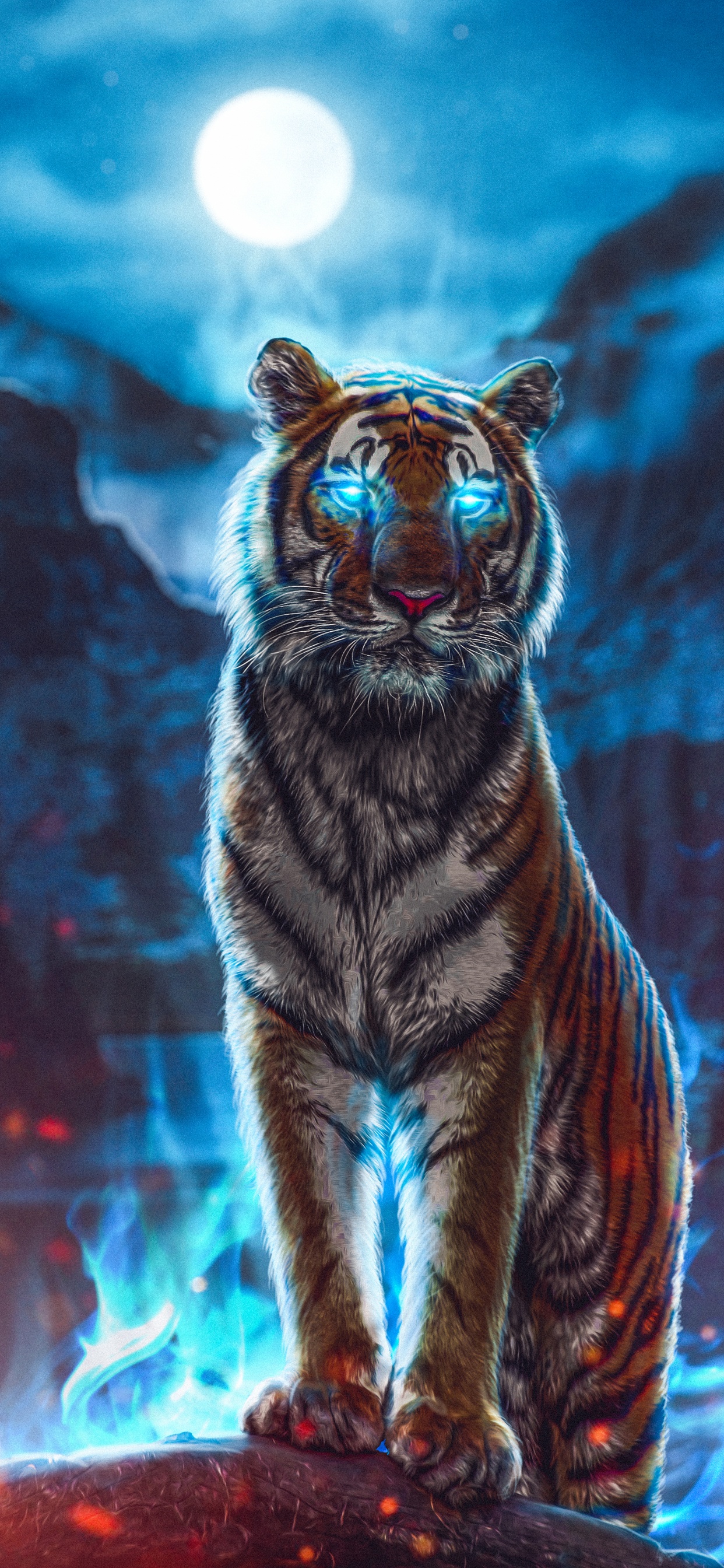 Обои Лев, кот, тигр, датский дог, животное ребенок в разрешении 1242x2688