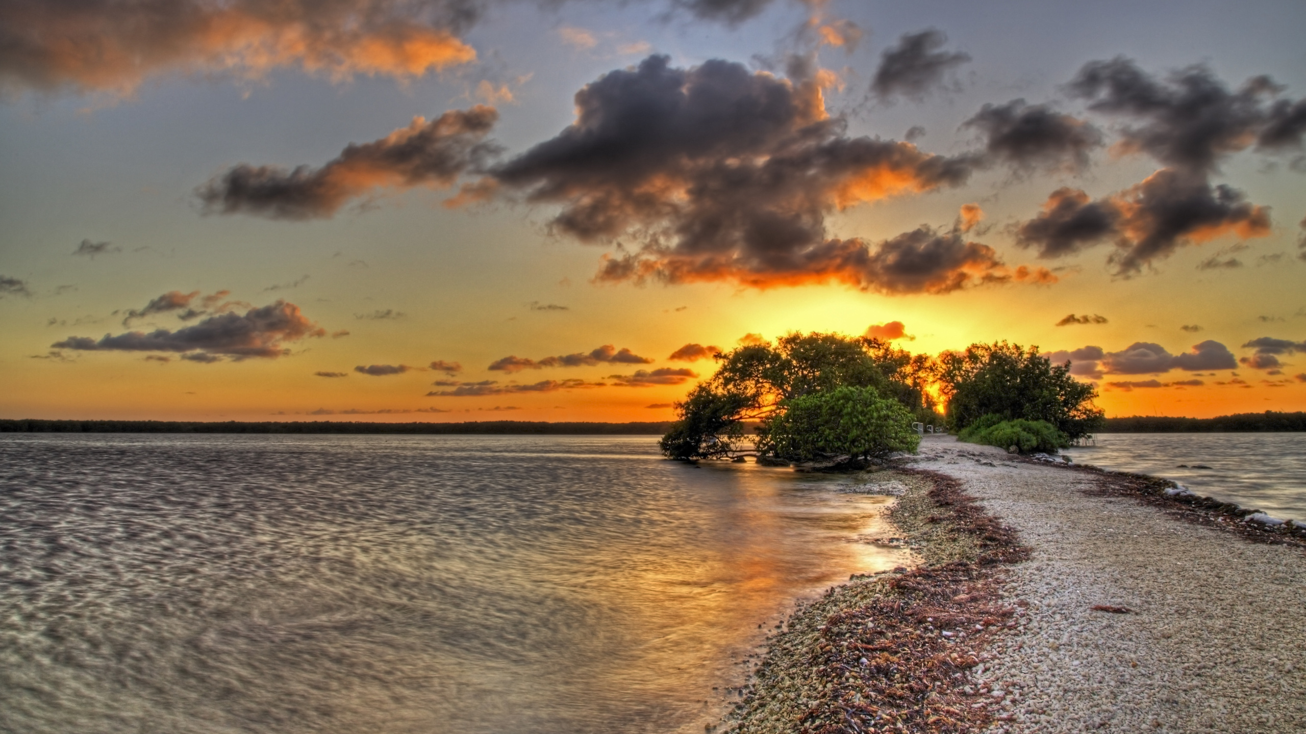 Обои закат, горизонт, восход солнца, облако, море в разрешении 2560x1440