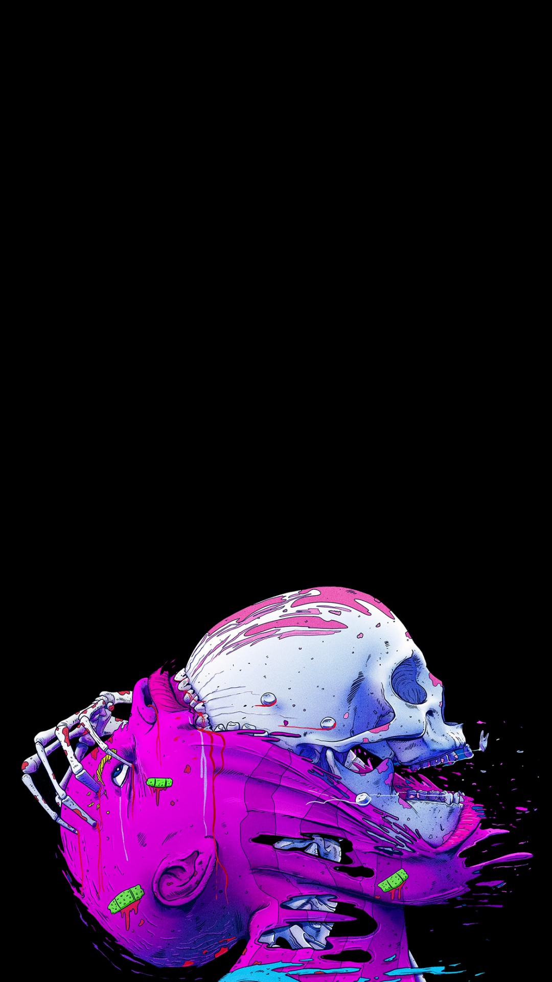 Обои галактика череп, амолед, Xiaomi в разрешении 1080x1920