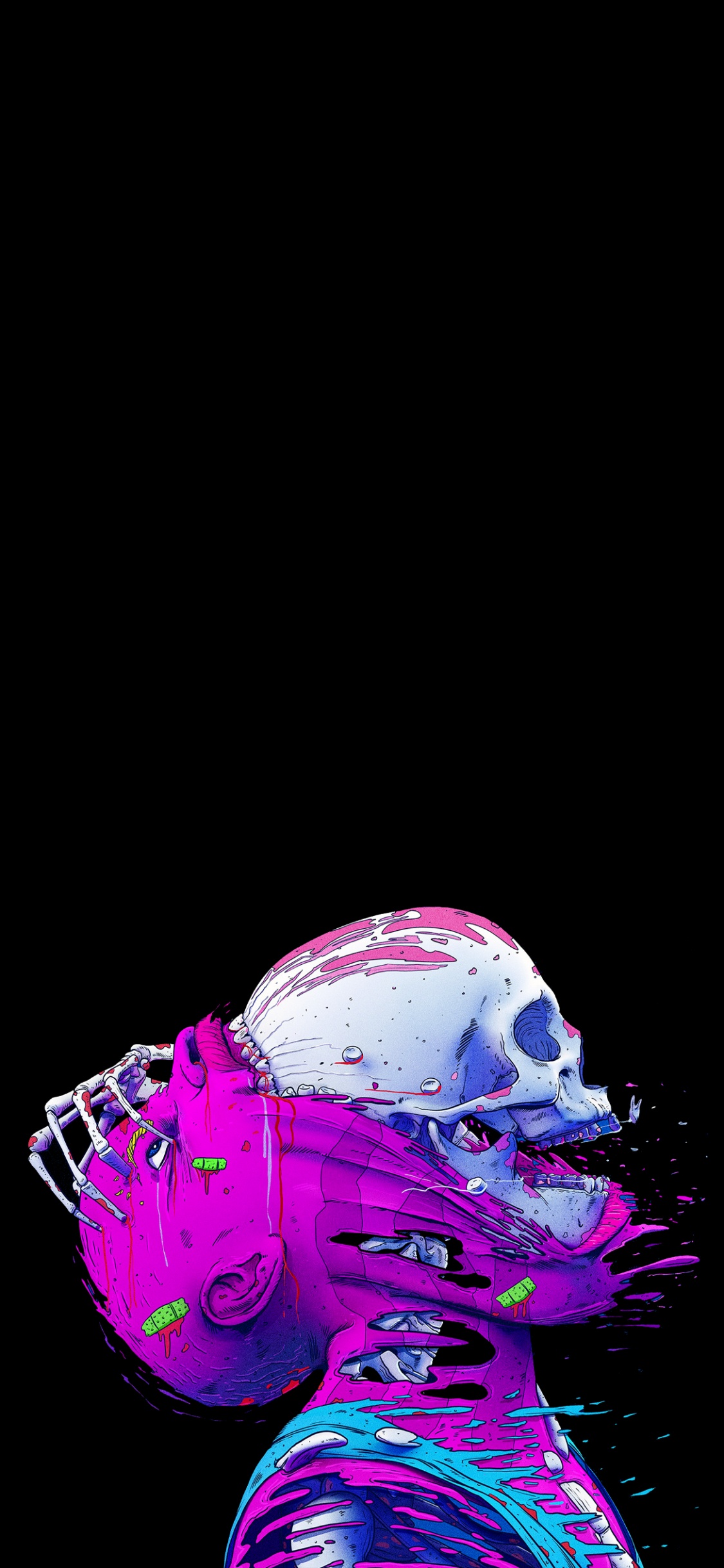 Обои галактика череп, амолед, Xiaomi в разрешении 1125x2436