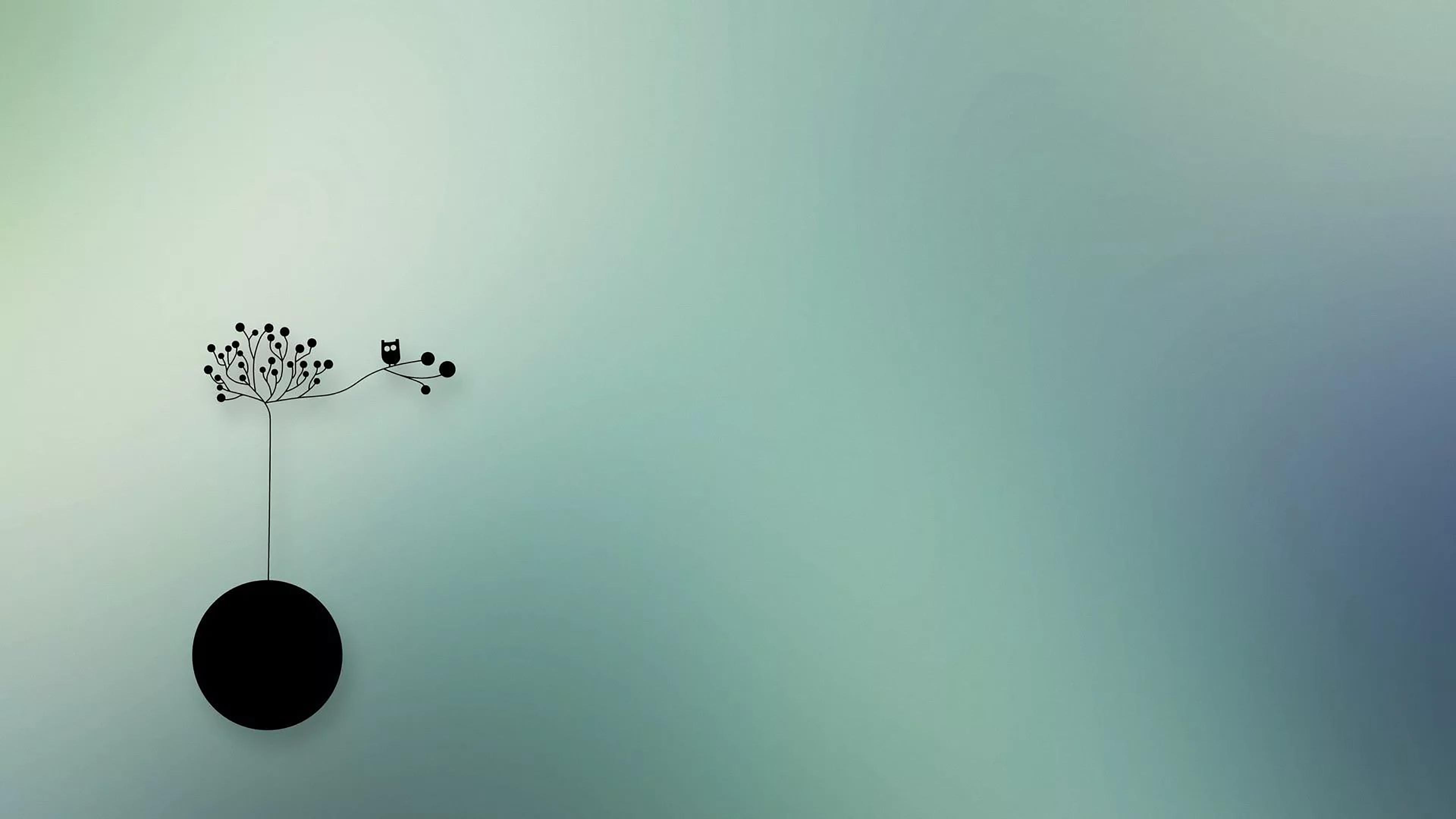 Обои минимализм, вода, облако, прут, дерево в разрешении 3840x2160