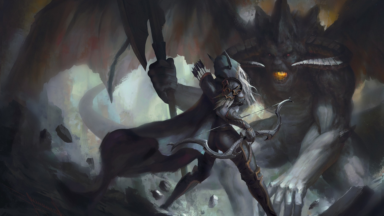 Обои warcraft iii reign of chaos, world of warcraft, Сильвана Ветрокрылая, демон, мифическое существо в разрешении 1280x720