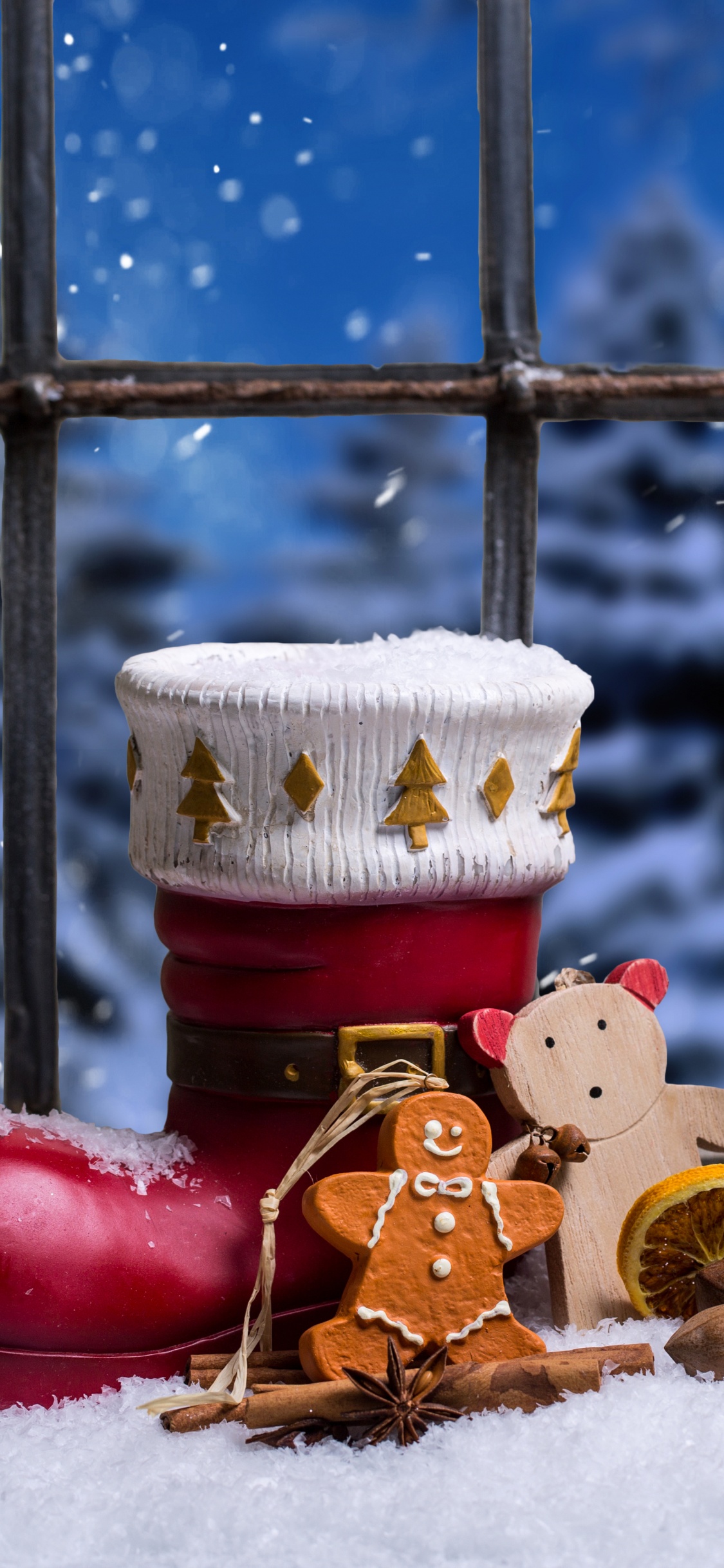 Обои Рождественский день, зима, снег, Рождество, Сочельник в разрешении 1125x2436