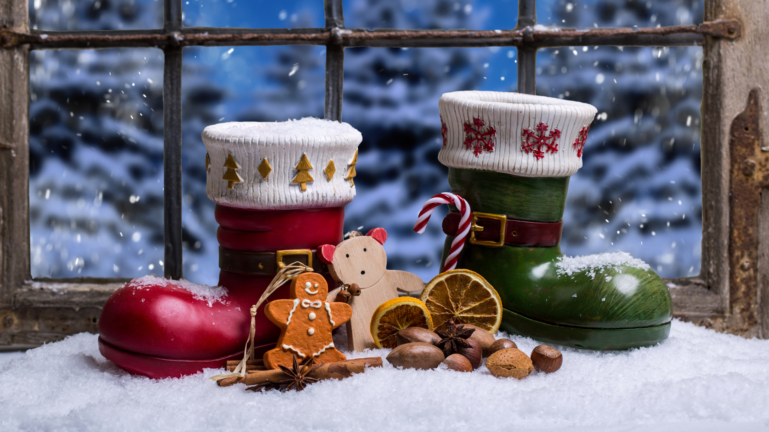 Обои Рождественский день, зима, снег, Рождество, Сочельник в разрешении 2560x1440