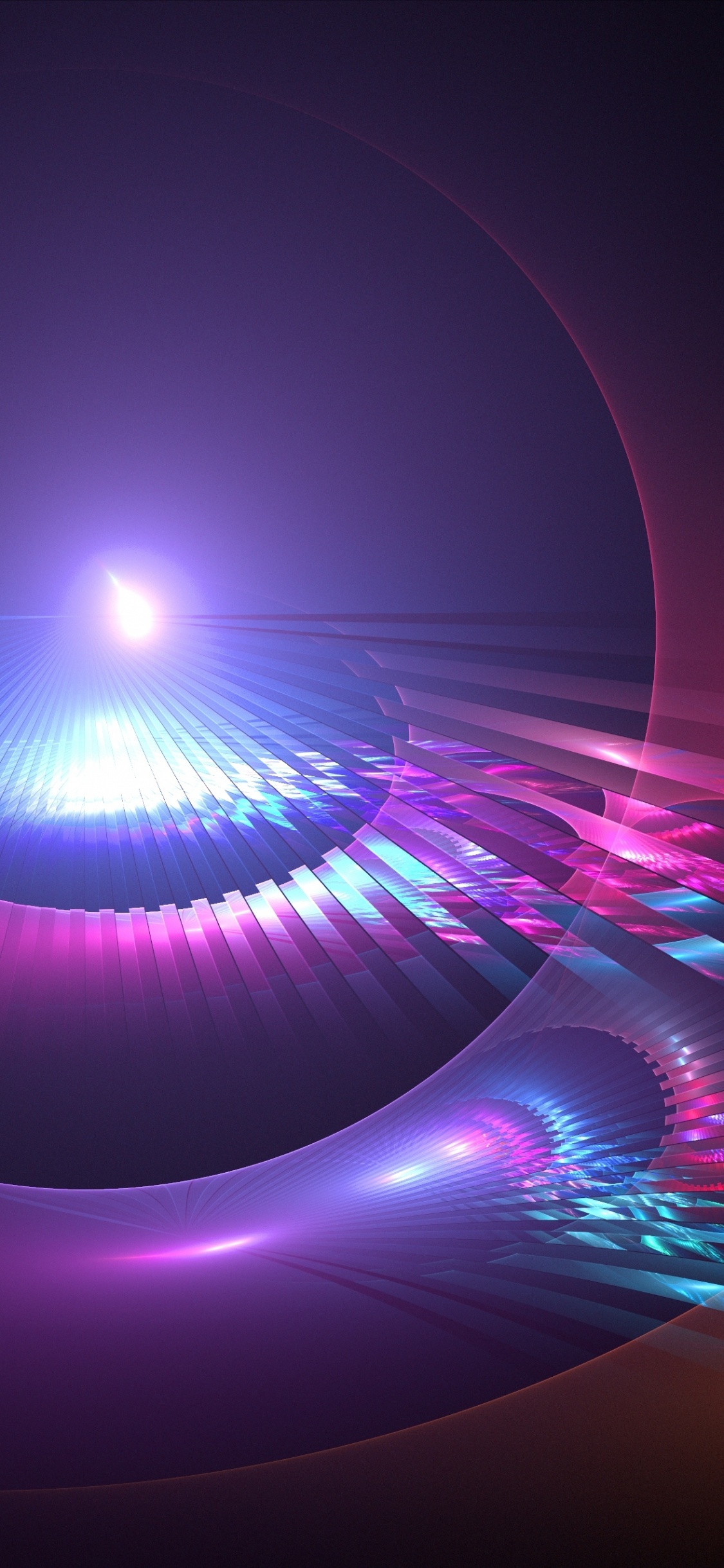 Обои свет, пурпур, неон, фрактальное искусство, графика в разрешении 1125x2436