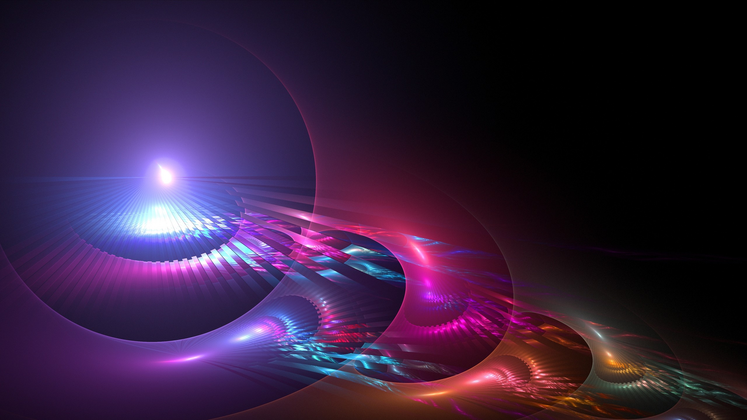 Обои свет, пурпур, неон, фрактальное искусство, графика в разрешении 2560x1440
