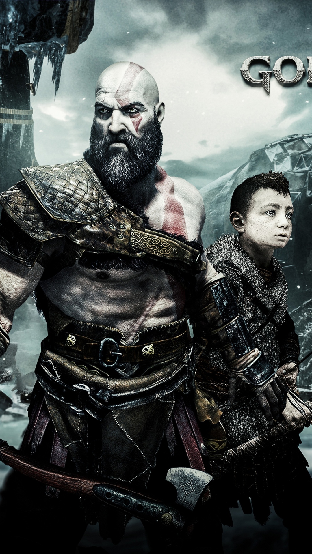 Обои god of war, кратос, playstation 4, компьютерная игра, кино в разрешении 1080x1920