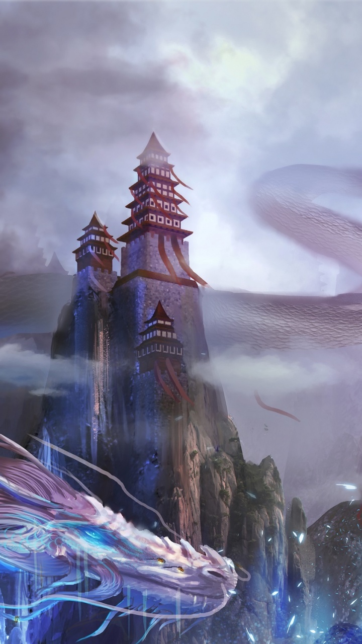 Обои китайский дракон, фэнтези, дракон, мифология, мир в разрешении 720x1280