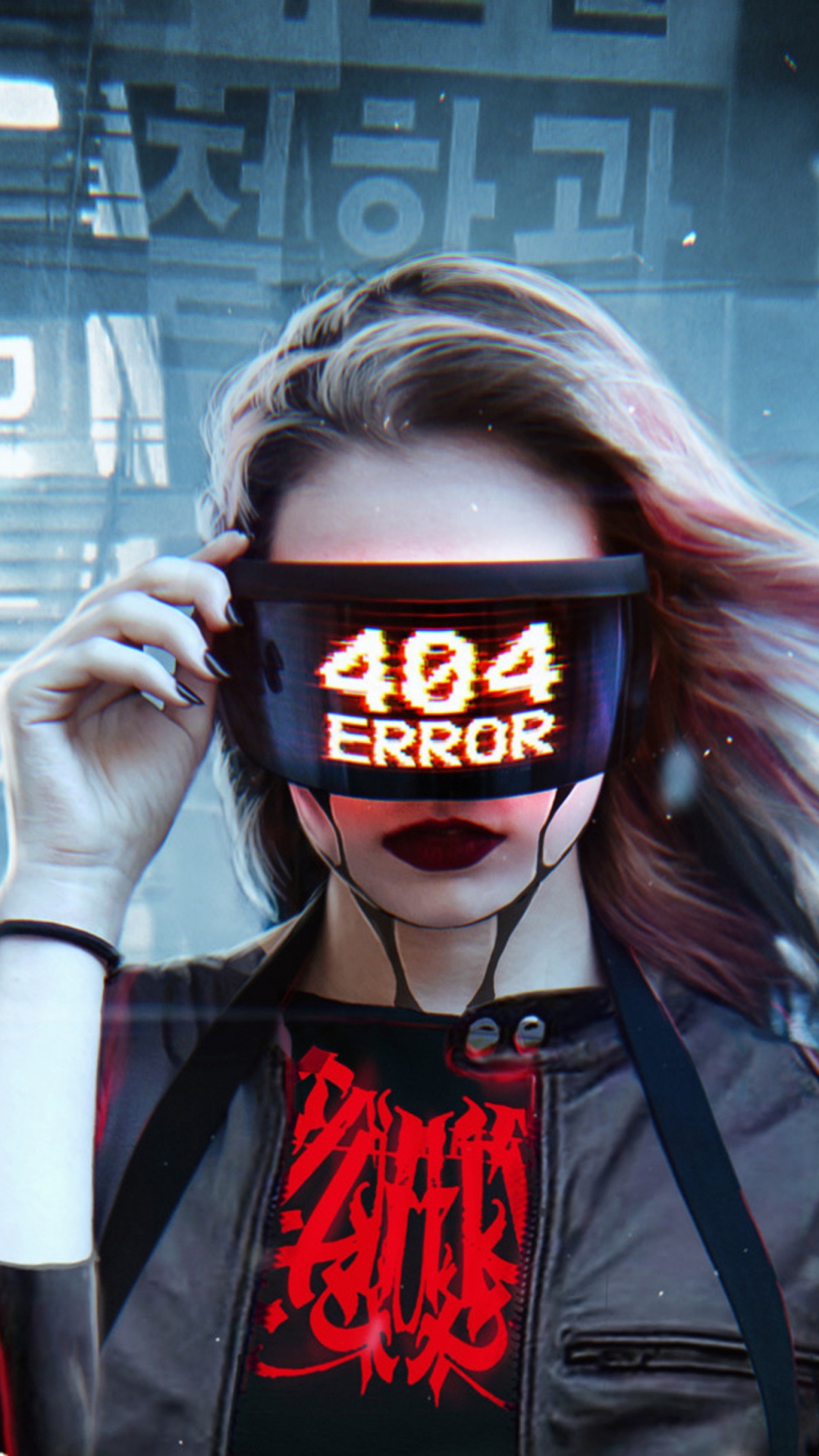 Обои вымышленный персонаж, очки, городской район, ошибка 404, прохлада в разрешении 1080x1920