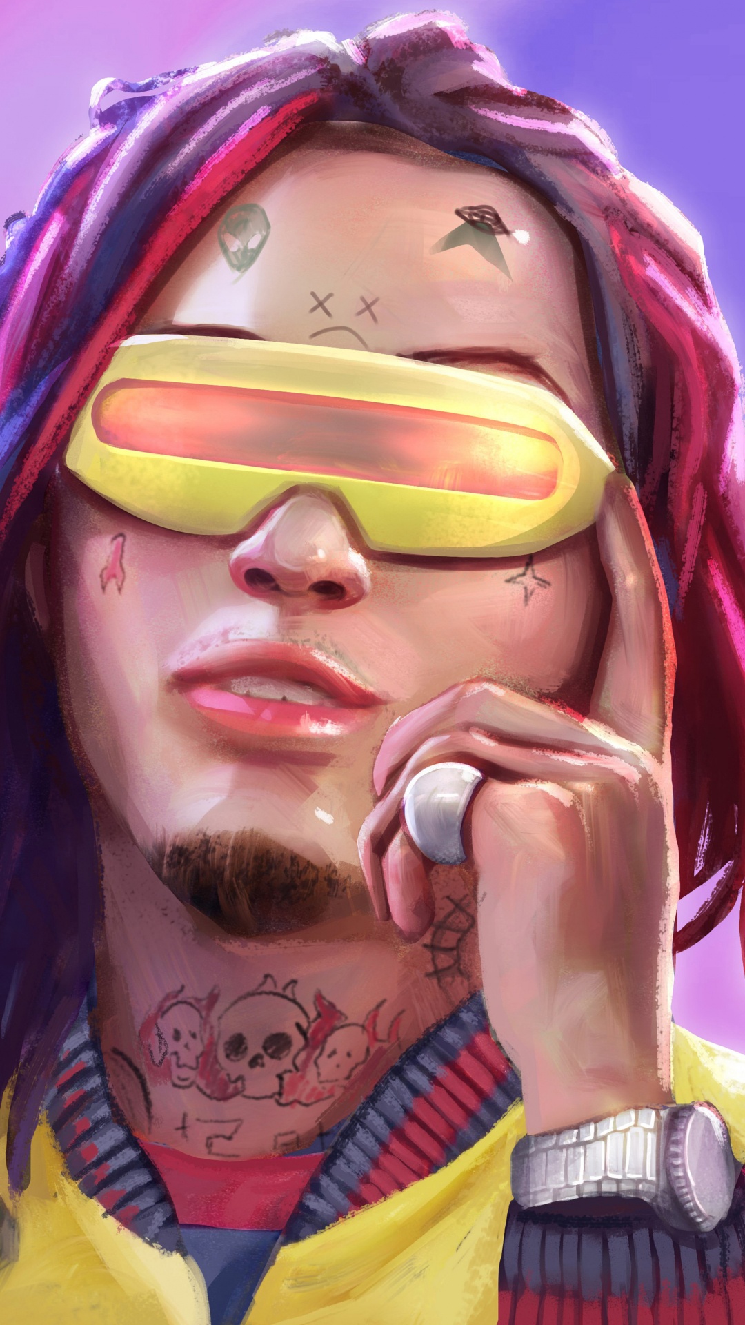 Обои очки, уход за зрением, лоб, хип хоп музыка, Lil Pump в разрешении 1080x1920