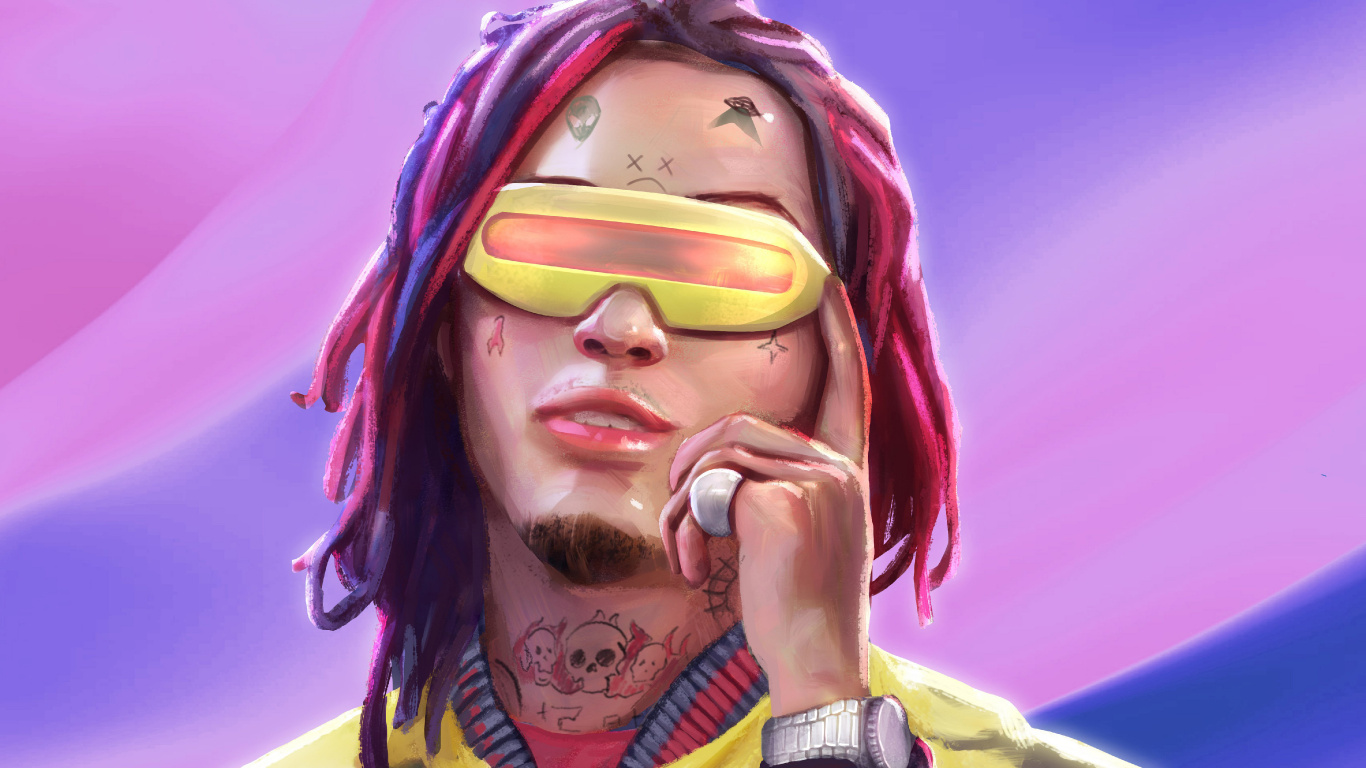 Обои очки, уход за зрением, лоб, хип хоп музыка, Lil Pump в разрешении 1366x768