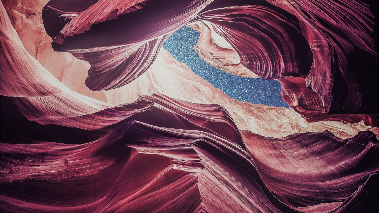 Обои каньон, пурпур, иллюстрация, арт, узор в разрешении 1280x720