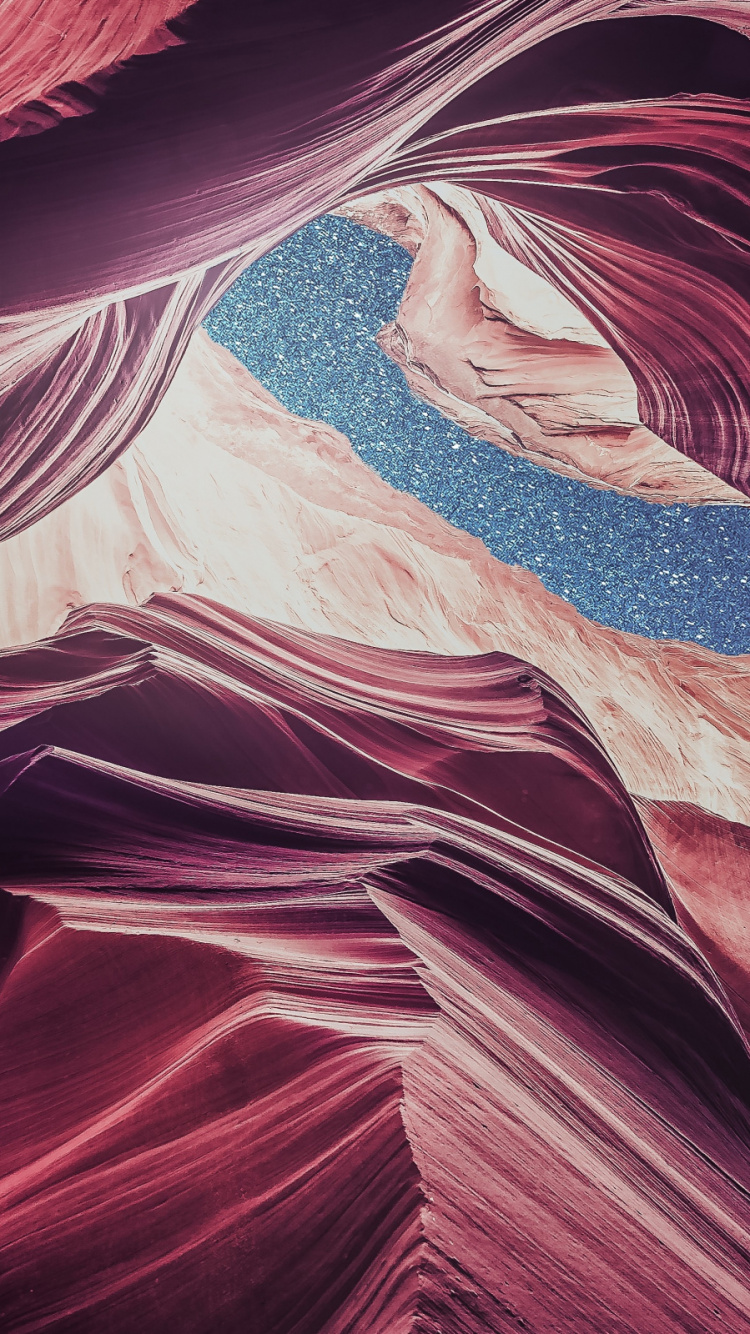 Обои каньон, пурпур, иллюстрация, арт, узор в разрешении 750x1334