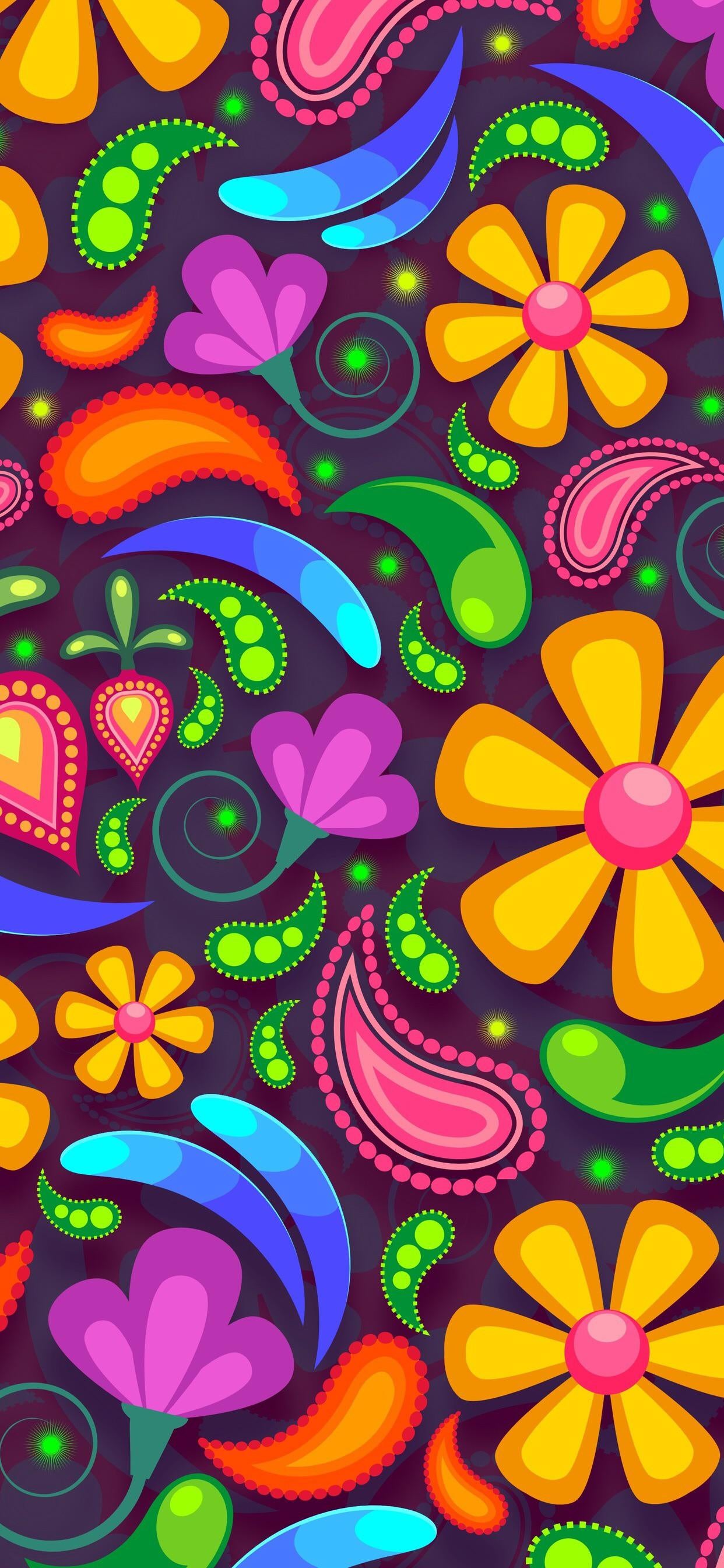 Обои цветок, ваза, красочность, арт, пурпурный цвет в разрешении 1242x2688