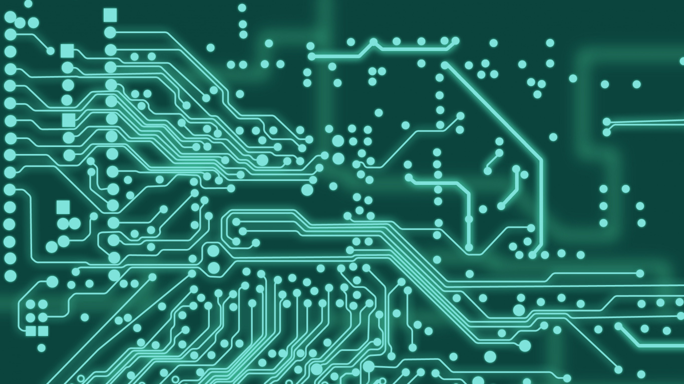 Обои материнская плата, печатная плата, электронная схема, электроника, зеленый в разрешении 1366x768