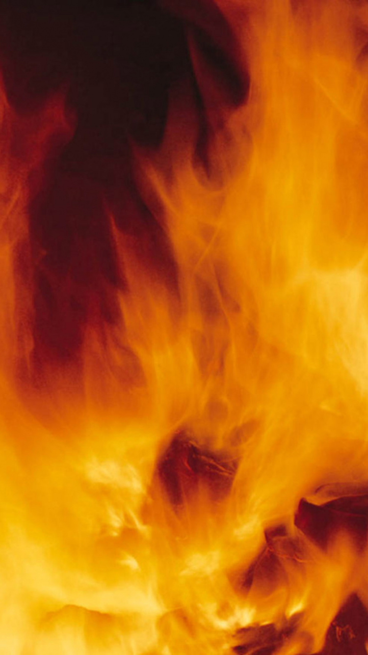Обои огонь, пламя, тепло, небо, желтый в разрешении 750x1334