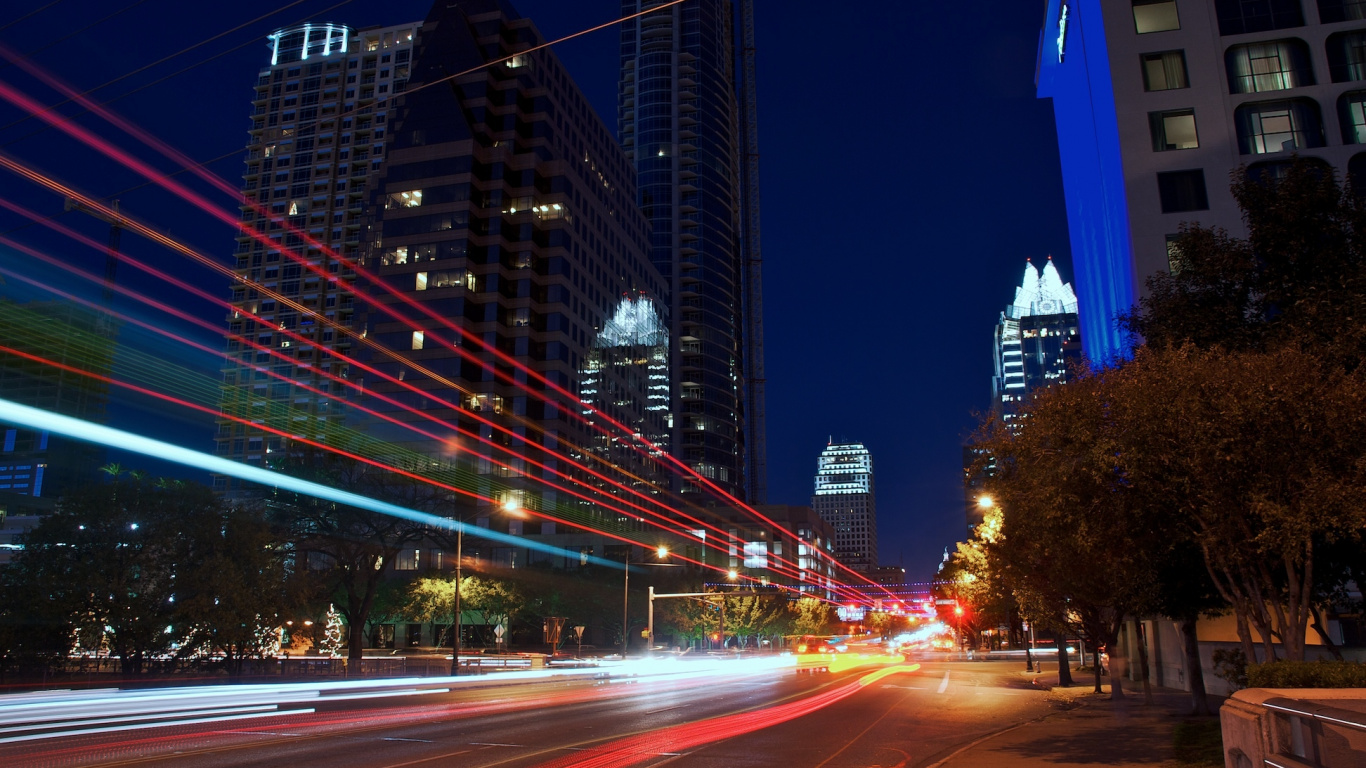 Обои Остин, небоскреб, городской район, город, ночь в разрешении 1366x768