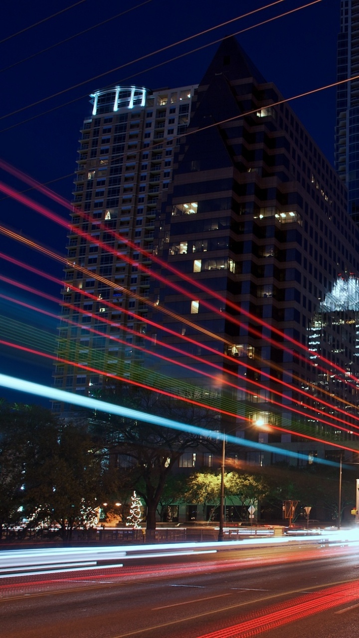 Обои Остин, небоскреб, городской район, город, ночь в разрешении 720x1280