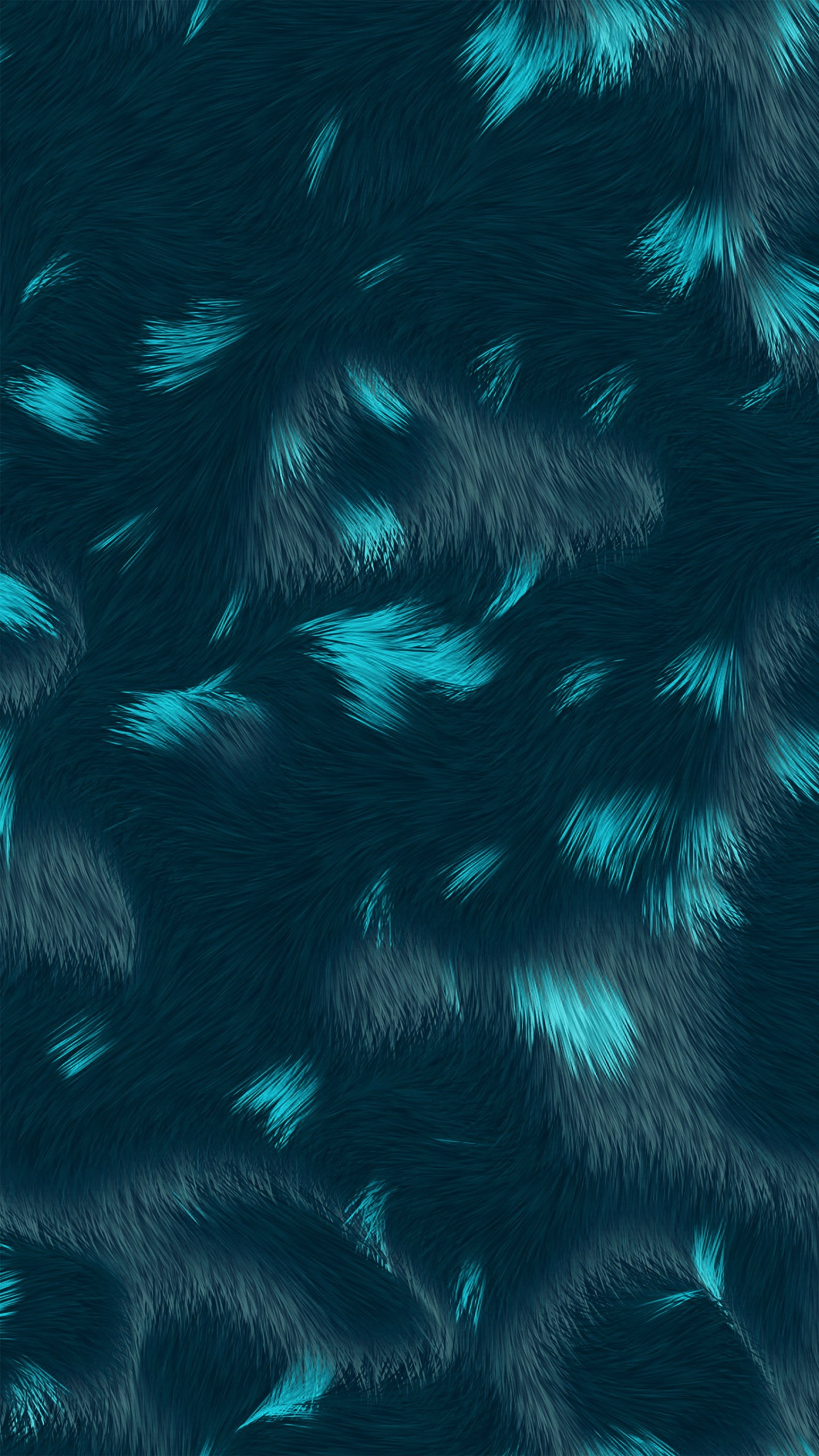 Обои синий, бирюза, электрик, мех, перо в разрешении 1440x2560