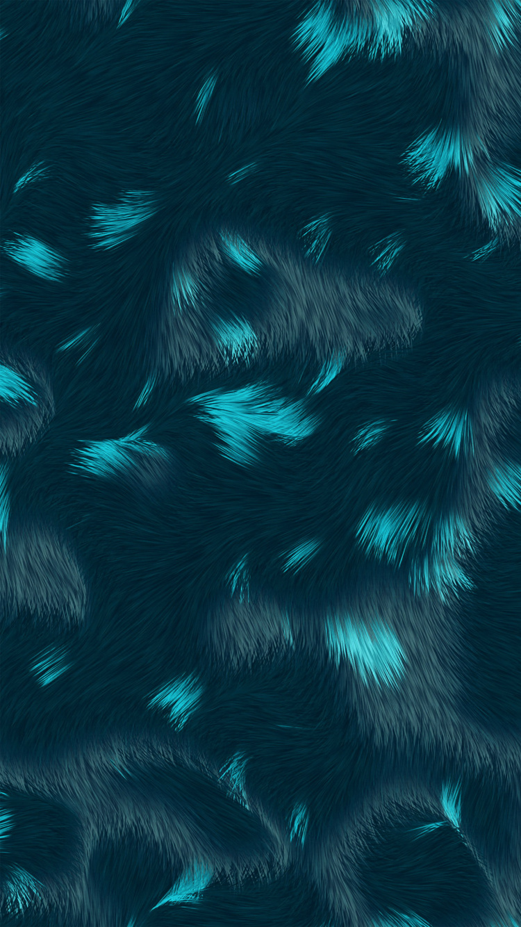 Обои синий, бирюза, электрик, мех, перо в разрешении 750x1334