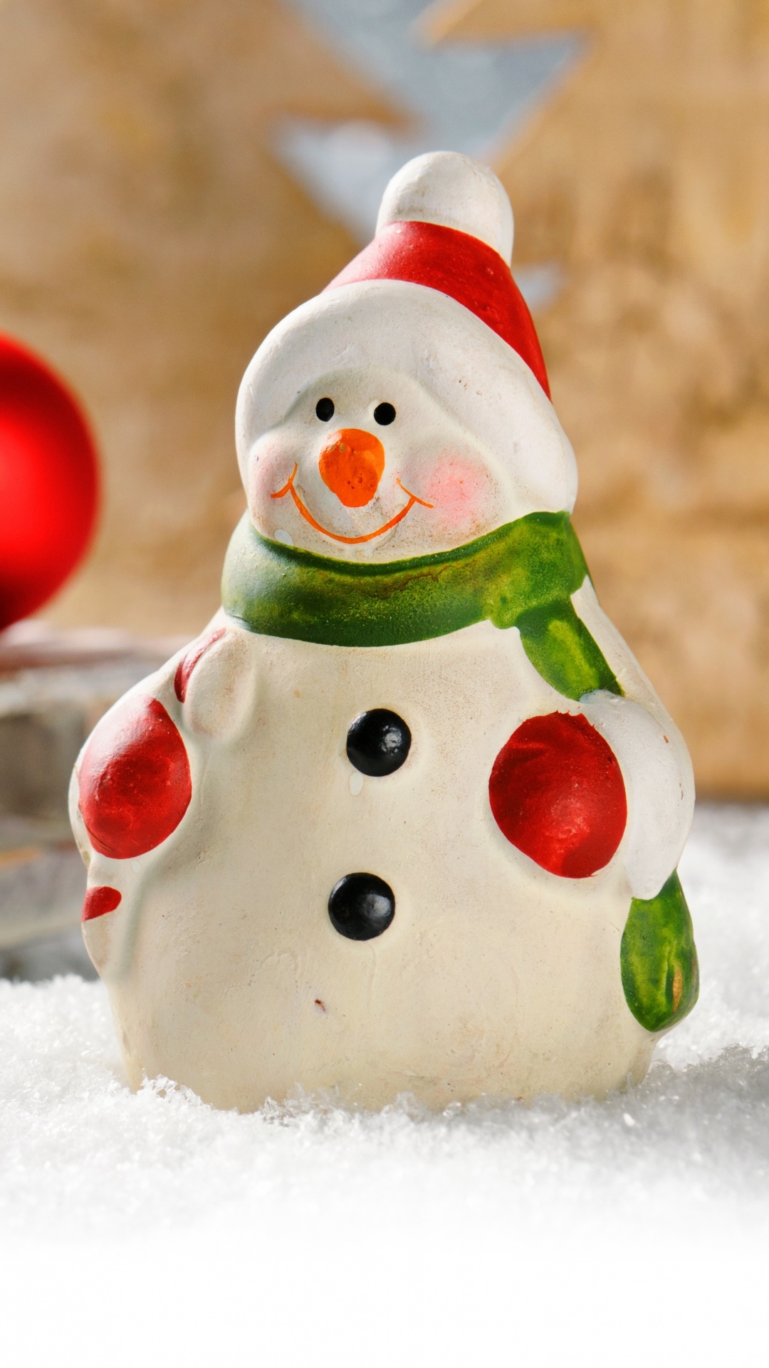 Обои Рождественский день, Снеговик, праздник, снег, Санта-Клаус в разрешении 1080x1920