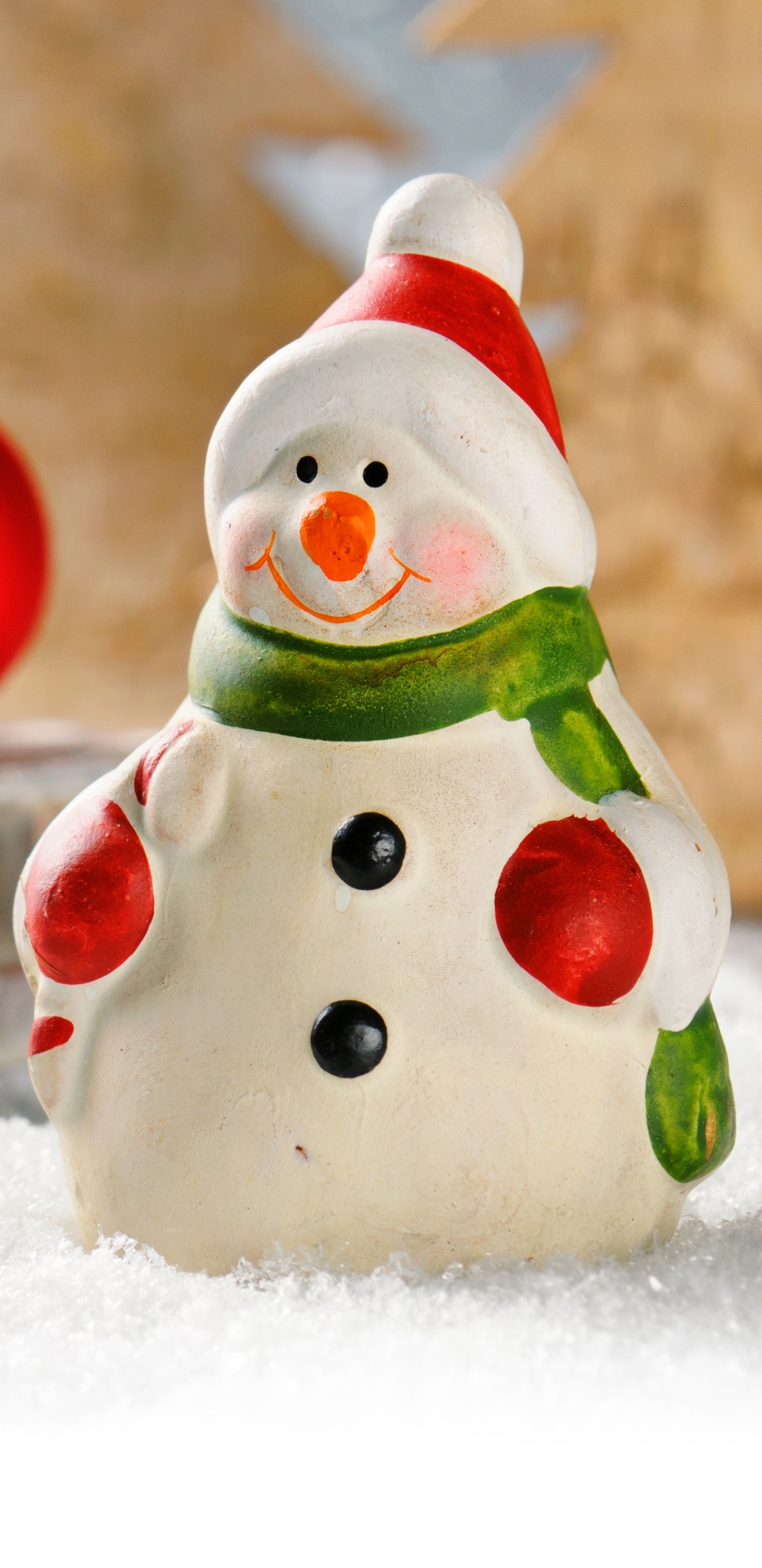 Обои Рождественский день, Снеговик, праздник, снег, Санта-Клаус в разрешении 1440x2960