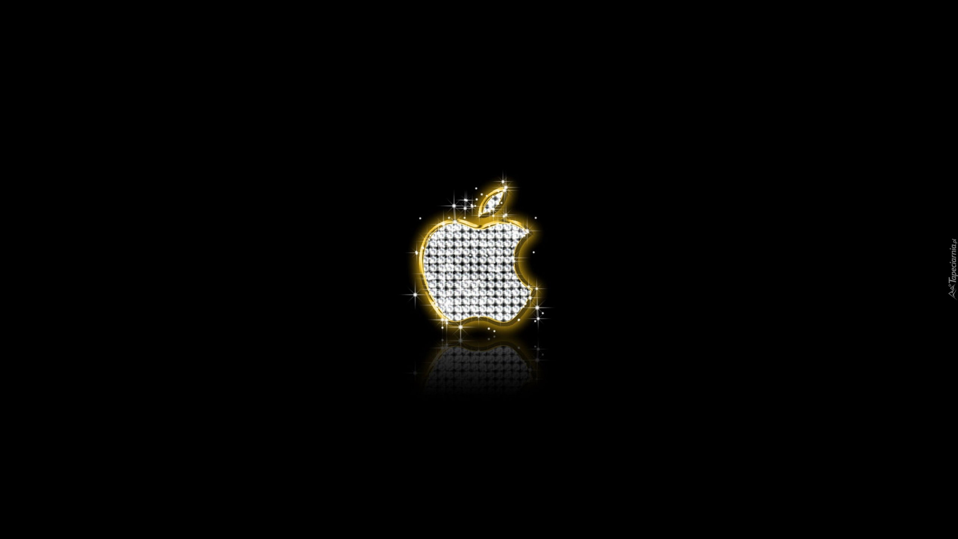 Обои золото, графика, apple, свет, лого в разрешении 1920x1080