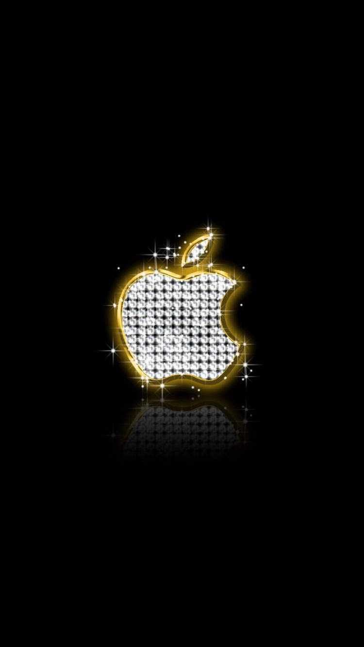 Обои золото, графика, apple, свет, лого в разрешении 750x1334
