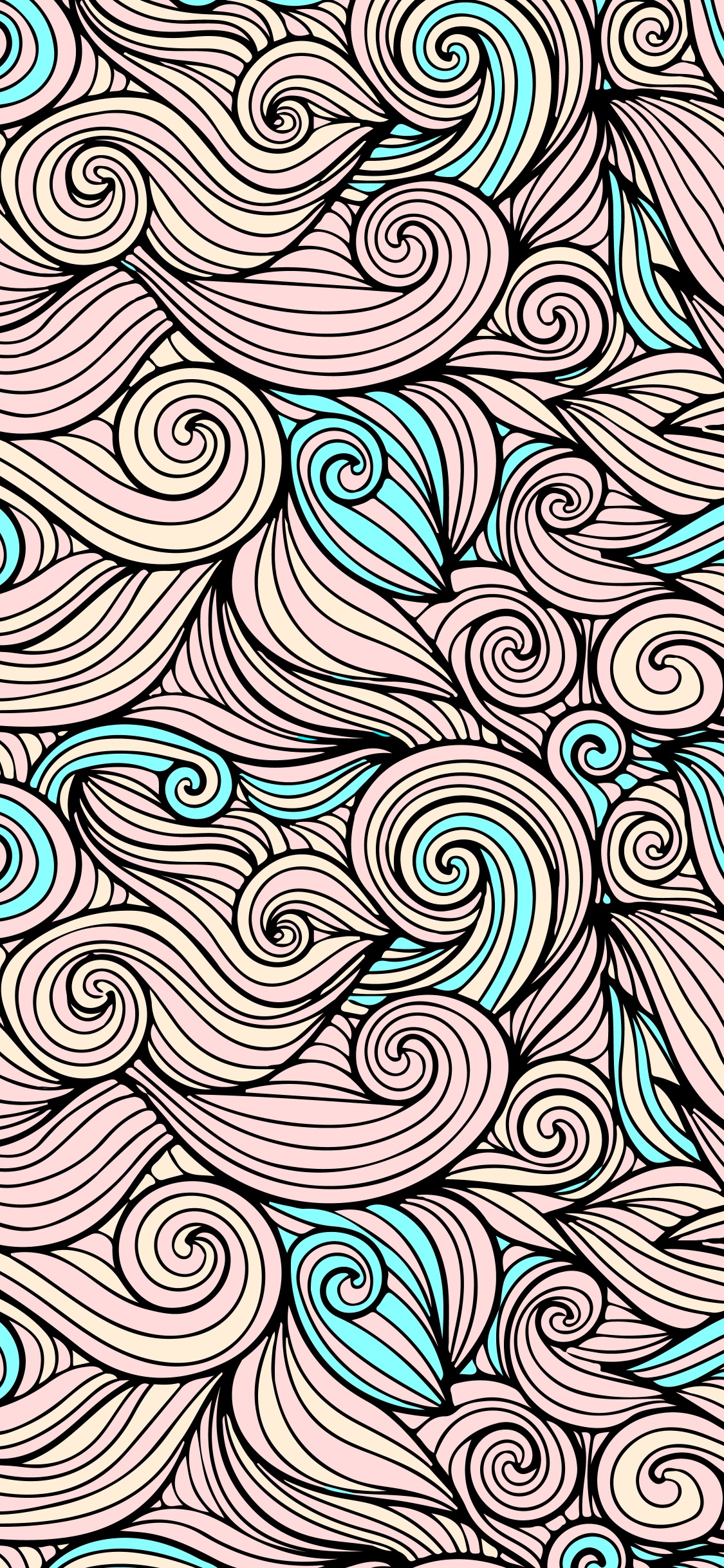 Обои узор, лазурный, арт, Аква, симметрия в разрешении 1125x2436