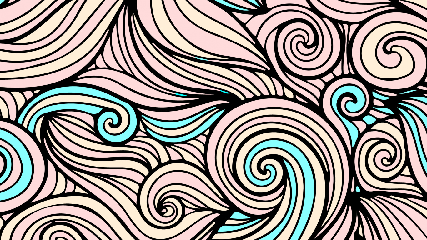 Обои узор, лазурный, арт, Аква, симметрия в разрешении 1366x768