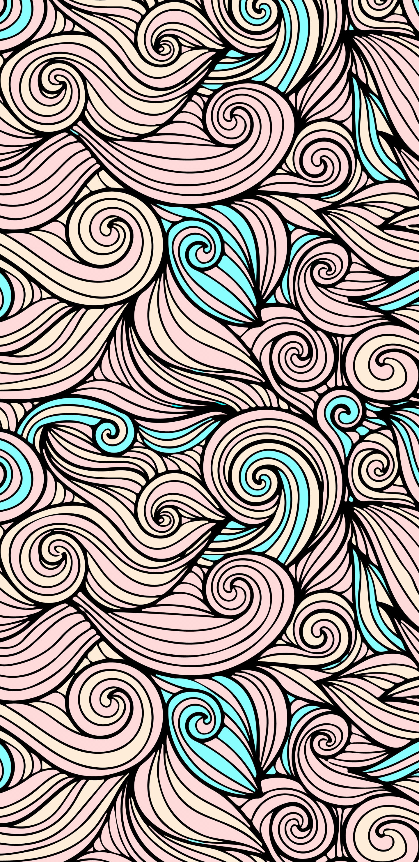 Обои узор, лазурный, арт, Аква, симметрия в разрешении 1440x2960