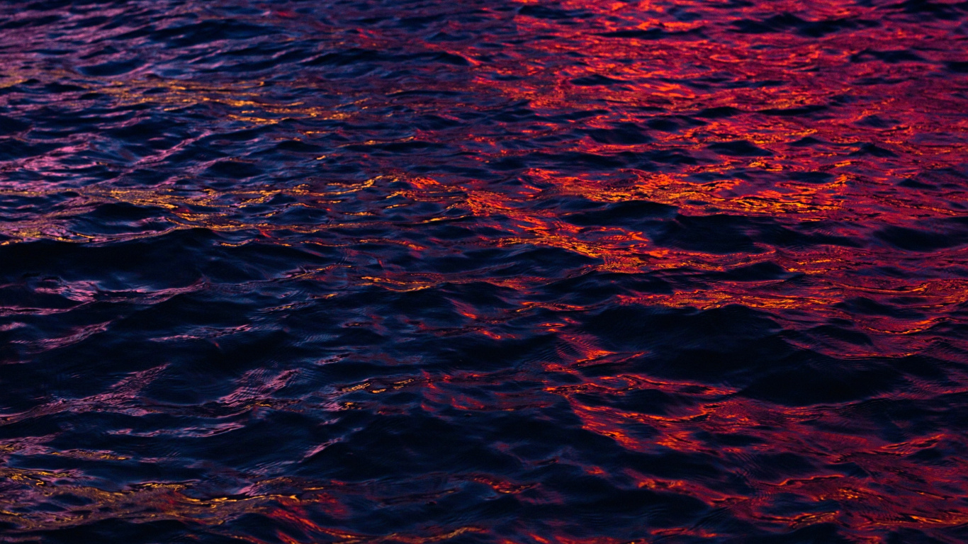 Обои синий, вода, красный цвет, море, горизонт в разрешении 1366x768