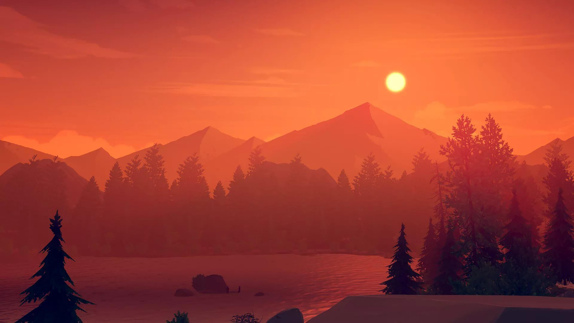 Обои firewatch закат, Firewatch, в долине богов, Кампо Санто, playstation 4 в разрешении 1920x1080