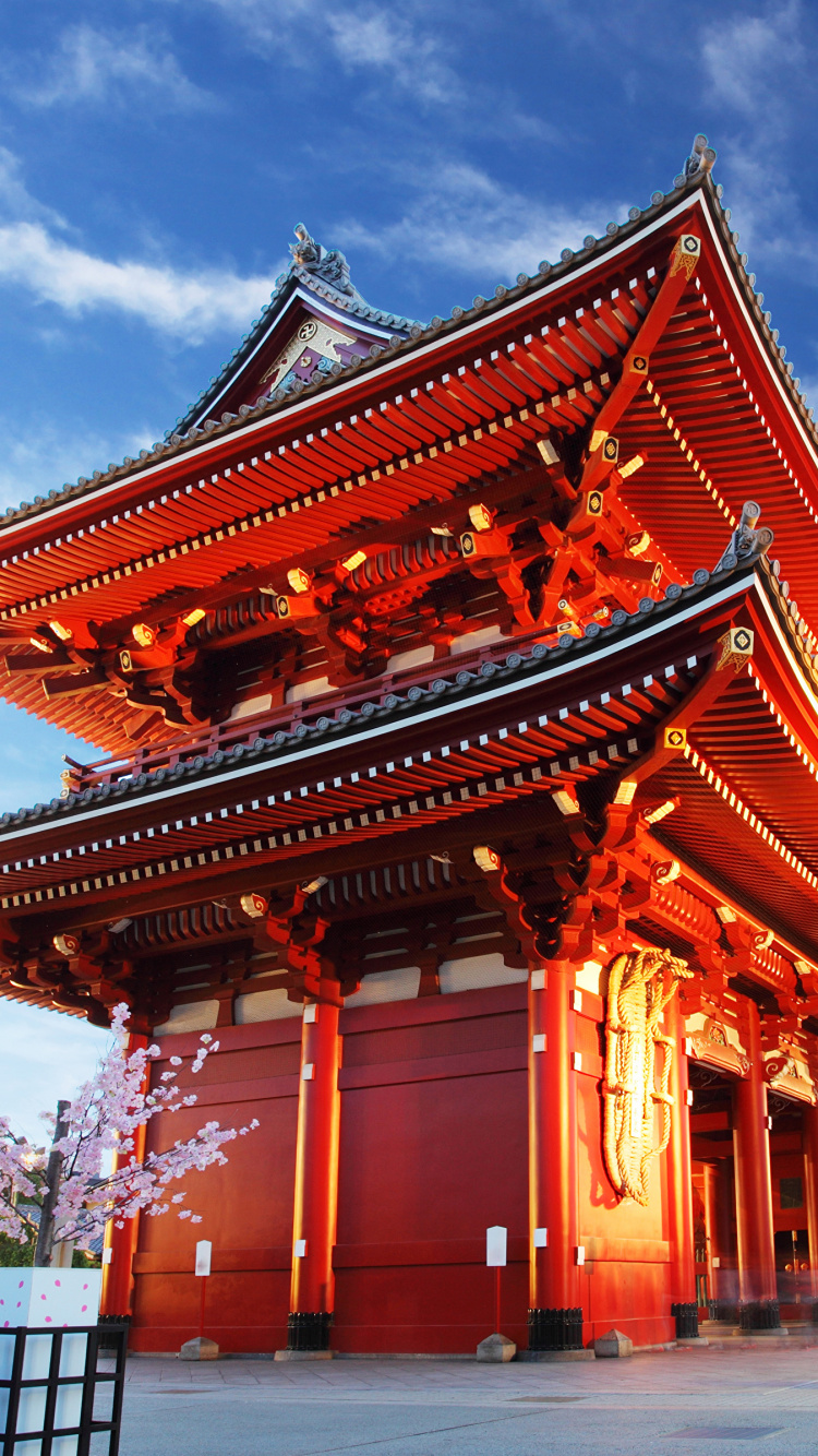 Обои Сенс-Цзи, храм, пагода, китайская архитектура, японская архитектура в разрешении 750x1334