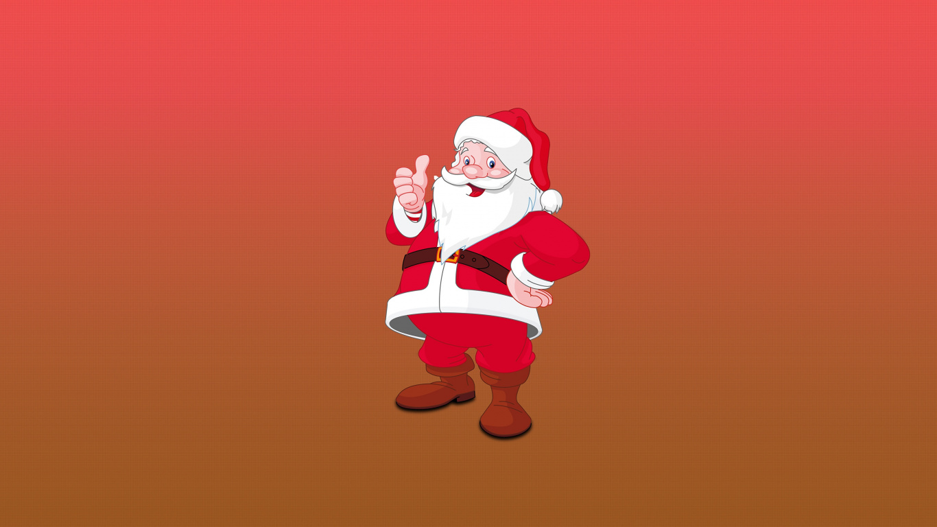 Обои Санта-Клаус, иллюстрация, Дед Мороз, Рождественский день, красный цвет в разрешении 1366x768