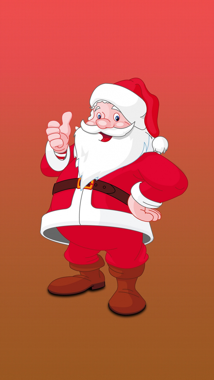 Обои Санта-Клаус, иллюстрация, Дед Мороз, Рождественский день, красный цвет в разрешении 750x1334