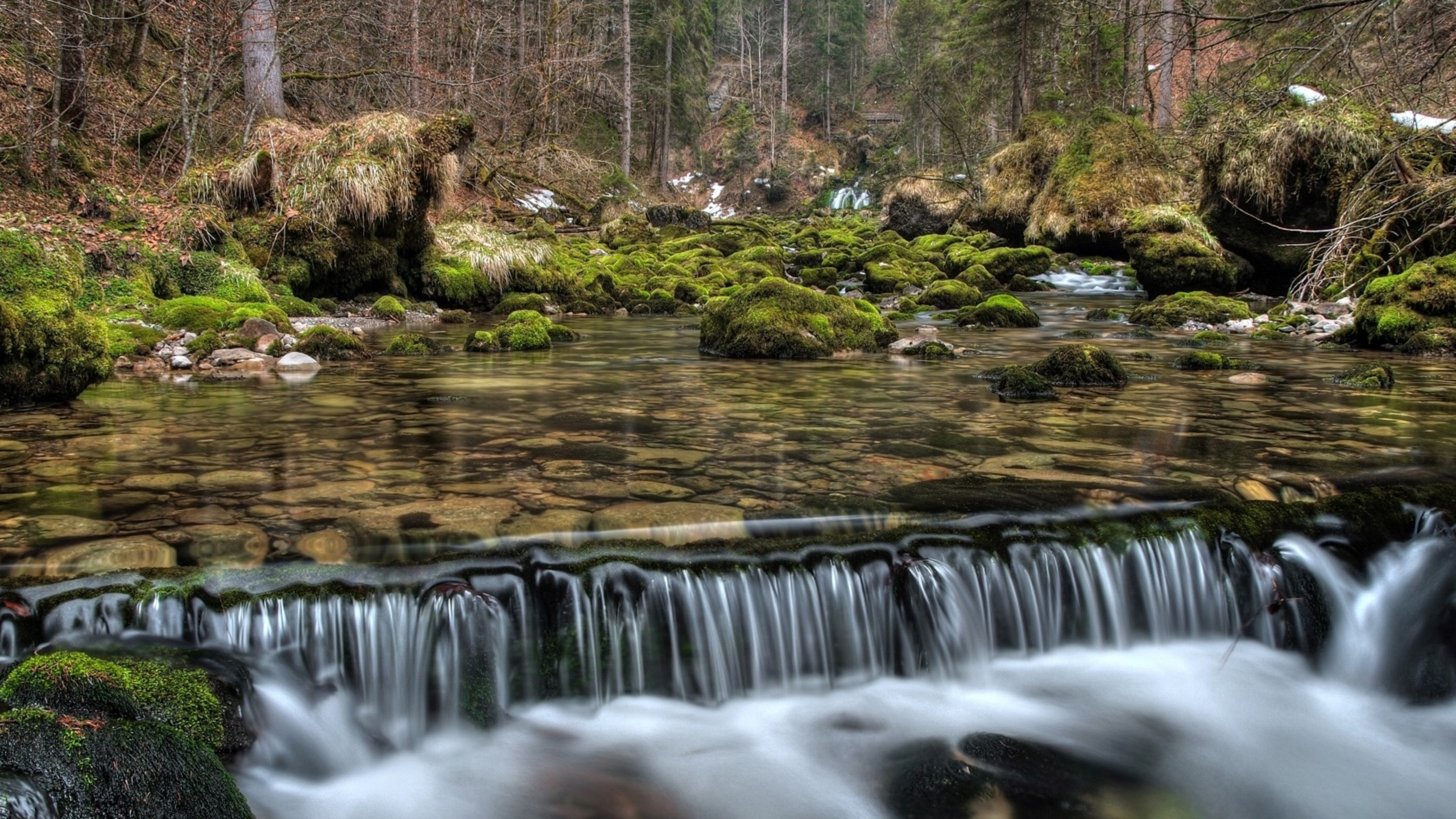 Обои водоем, гидроресурсы, природа, поток, водопад в разрешении 2560x1440