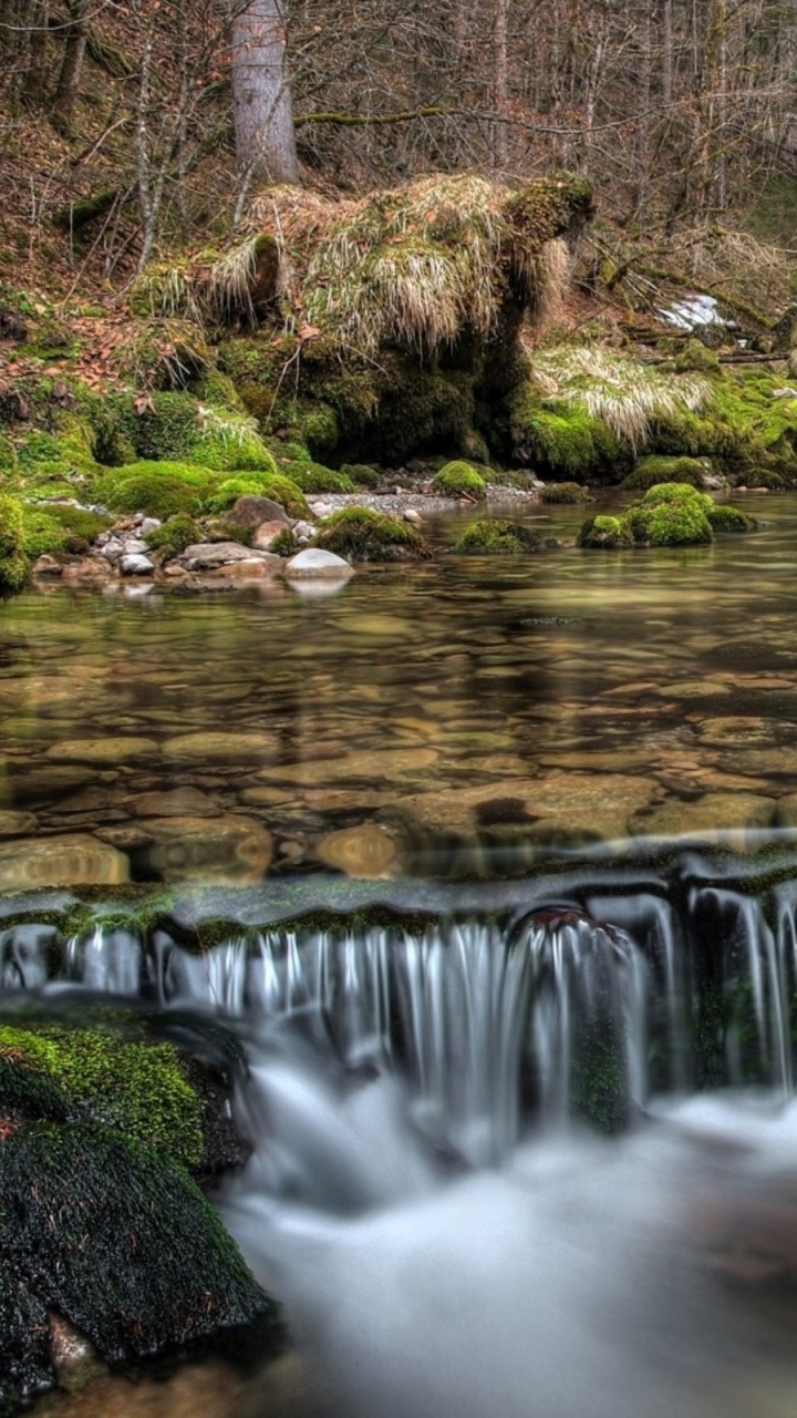 Обои водоем, гидроресурсы, природа, поток, водопад в разрешении 720x1280