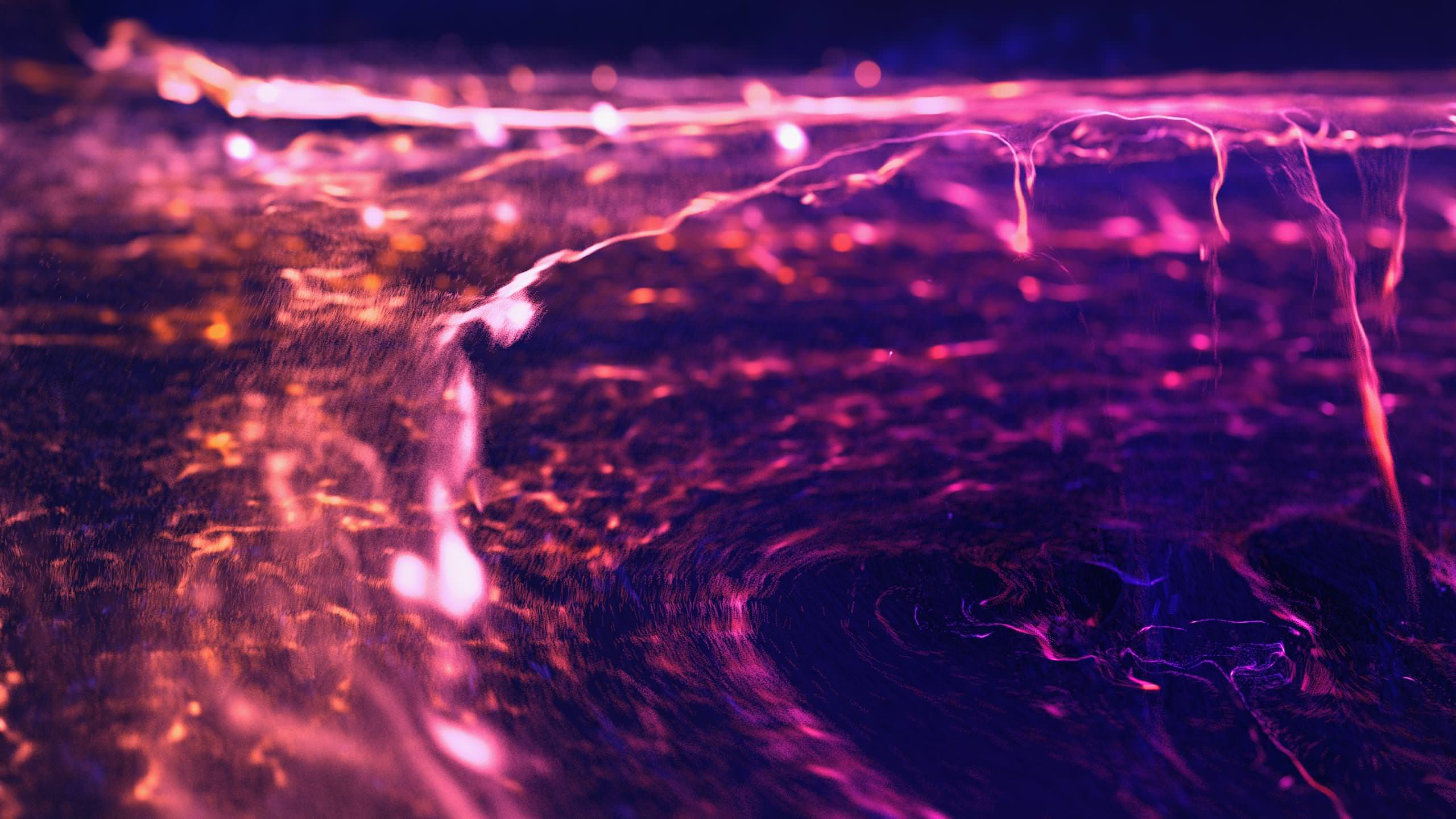 Обои вода, свет, ночь, атмосфера, волна в разрешении 2560x1440