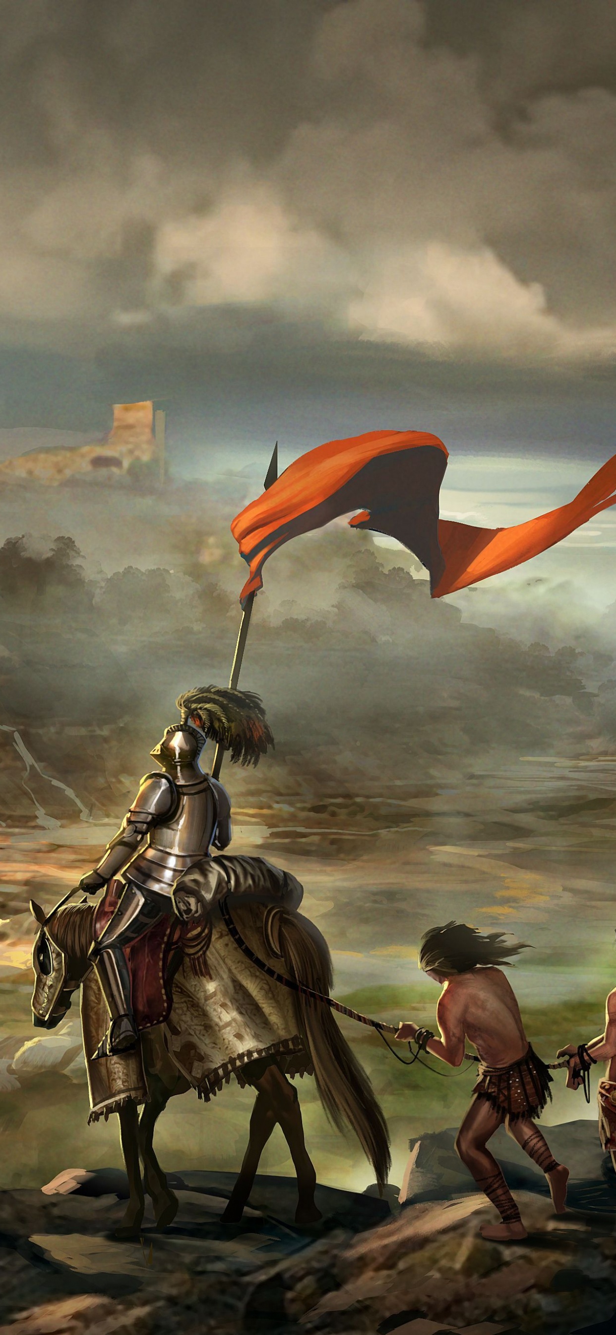 Обои средневековье, мифология, живопись, мир, пейзаж в разрешении 1242x2688